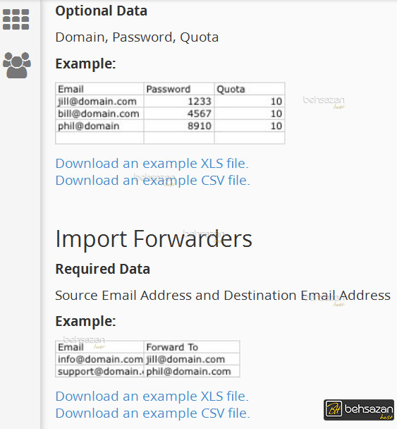 نمونه فایل های Address Importer